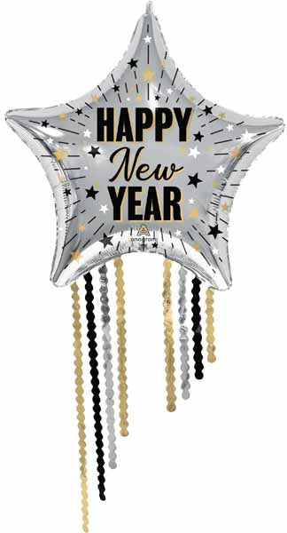 Happy New Year Celebrate Star Foil Balloon, 50 Inch