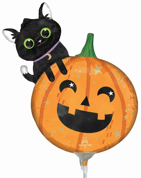 Halloween Cat & Pumpkin Mini Shape Foil Balloon