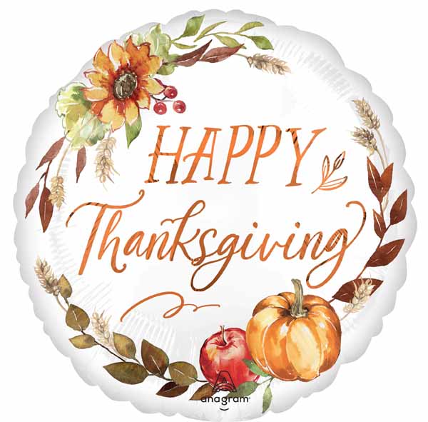 Thanksgiving Harvest 18" Round Foil Balloon