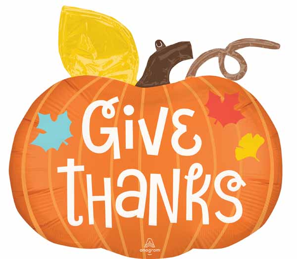 Give Thanks Pumpkin 25-Inch Foil Balloon
