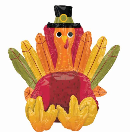 21-Inch Pilgrim Turkey Sitter Foil Balloon