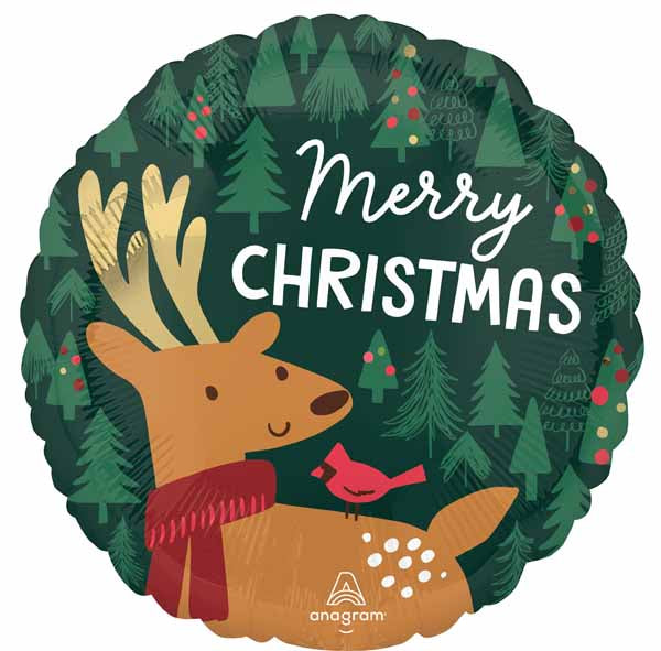 Modern Christmas Reindeer 18 Inch Round Foil Balloon