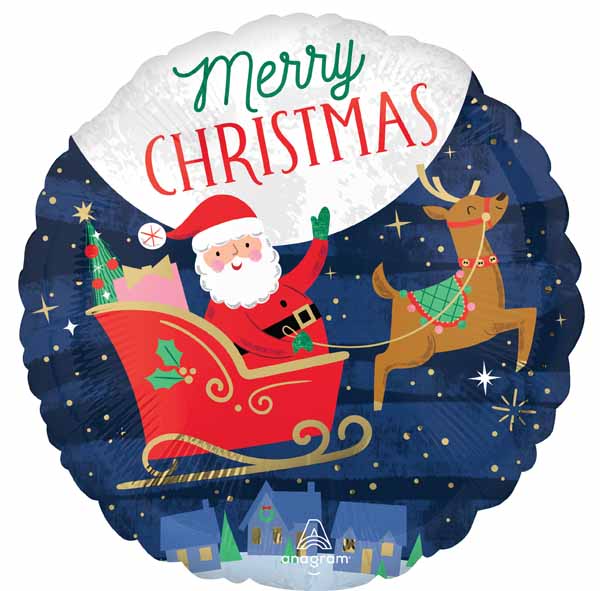 Starry Night Christmas 18" Round Foil Balloon
