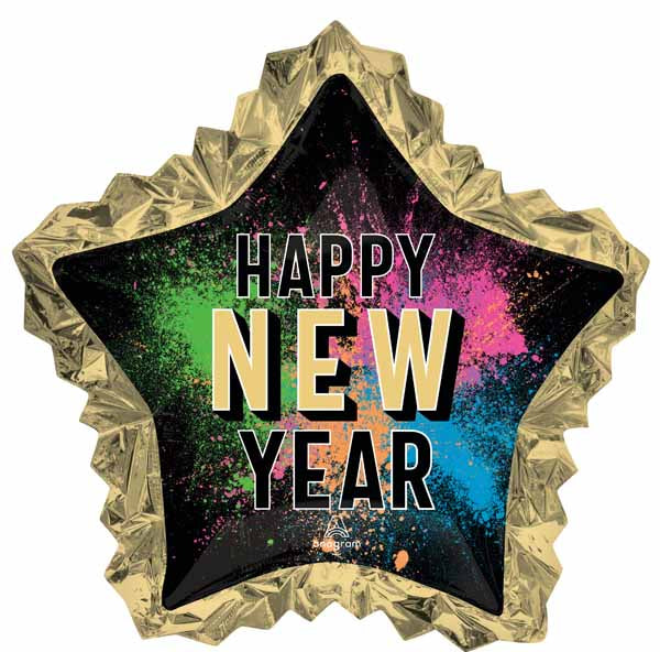 Happy New Year Glow Star 34-Inch Foil Balloon