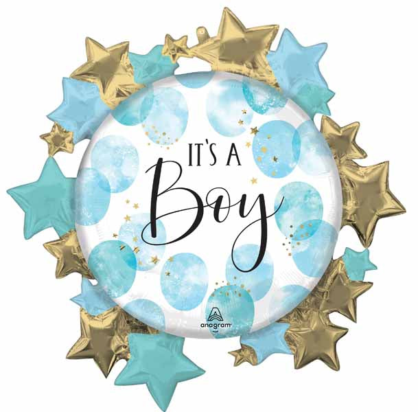 Baby Boy Watercolor 26-Inch Shaped Foil Balloon