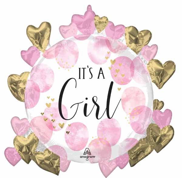 Baby Girl Watercolor 26-Inch Shaped Foil Balloon