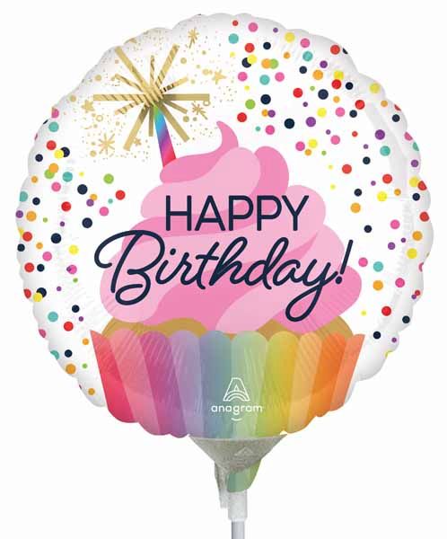 Confetti Happy Birthday 9" Round Foil Balloon