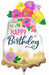 Artful Floral Happy Birthday Mini Shape Foil Balloon
