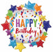 30" Satin Happy Birthday Star Foil Balloon