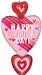 Happy Valentine's Day Hearts & Stripes 38-Inch Foil Balloon