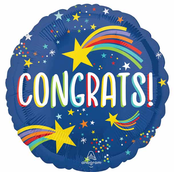 Rising Star Congrats 18-Inch Round Foil Balloon