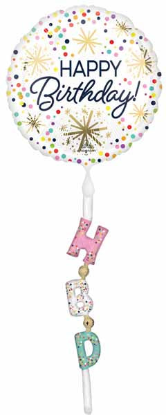 Happy Birthday Confetti Sprinkle AirWalker Foil Balloon, 69 Inch
