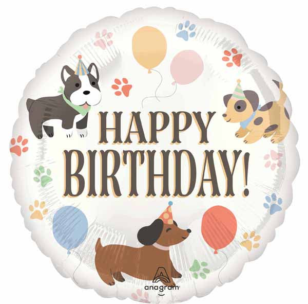 Pawsome Party Happy Birthday 18" Round Foil Balloon