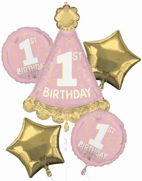 Miss 1st Birthday Foil Balloon Bouquet