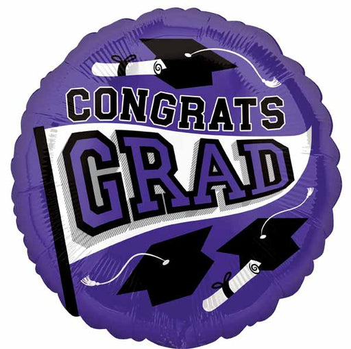 Purple School Colors Graduation Foil Balloon, 18 Inch