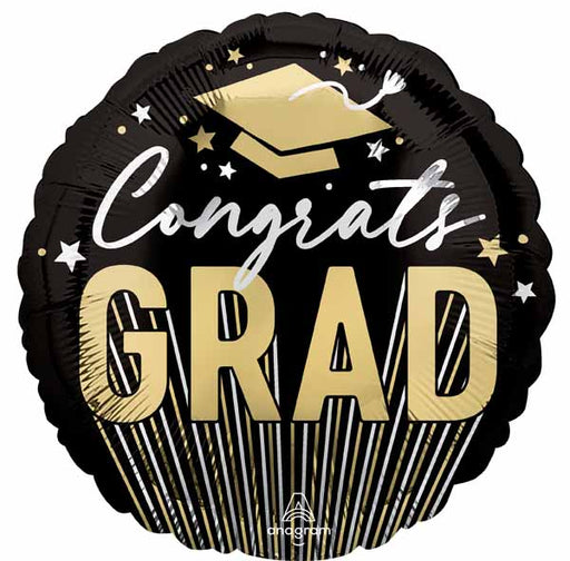 Stripes Grad 18" Round Foil Graduation Balloon