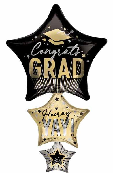 42-Inch Stripes Grad Stars Foil Graduation Balloon