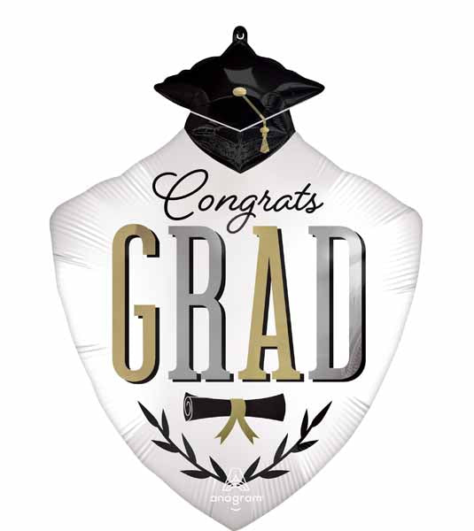 Caps Off Grad 30-Inch Shaped Foil Balloon