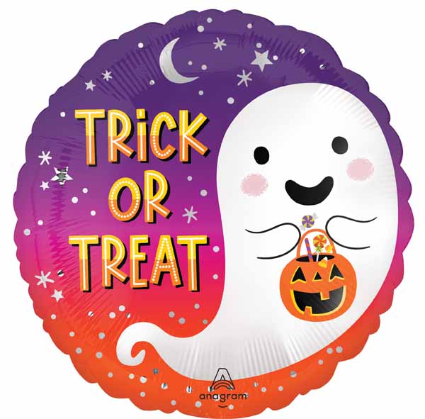 Trick or Treat Satin Round Foil Balloon, 18 Inch