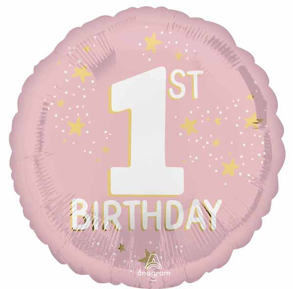 Little Miss 1st Birthday 18-Inch Round Foil Balloon