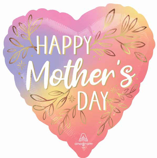 Happy Mother's Day Botanical Traces 18-Inch Heart Foil Balloon