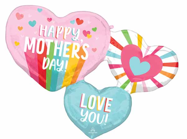 Happy Mother's Day Bright Stripes 33-Inch Foil Balloon