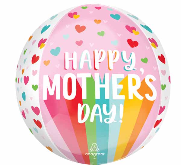 Happy Mother's Day Bright Stripes 16" Orbz Foil Balloon