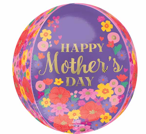 Happy Mother's Day Sweet Florals 16-Inch Orbz Foil Balloon
