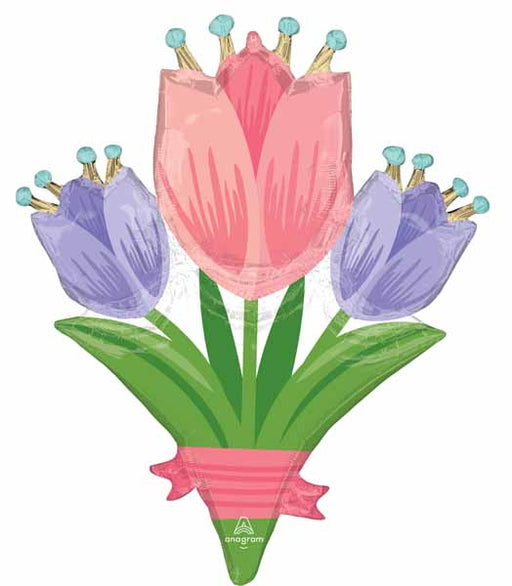 Spring Cheer Tulips 38-Inch Shaped Foil Balloon