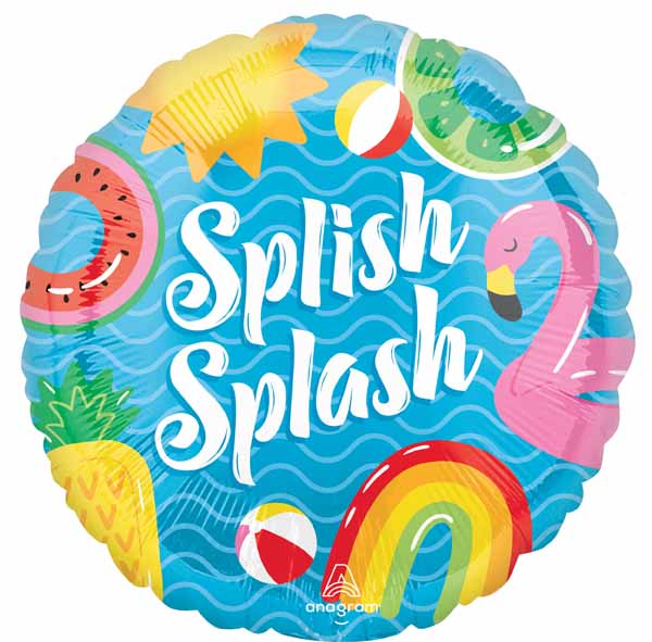 Pool Party Splash 18-Inch Round Foil Balloon