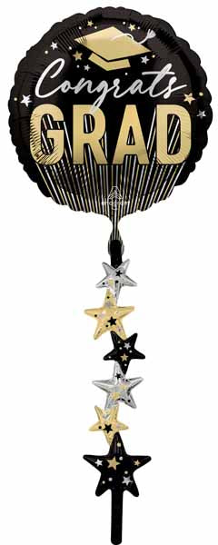 Stripes on Stripes Grad Stars 67-Inch AirWalkers Foil Balloon