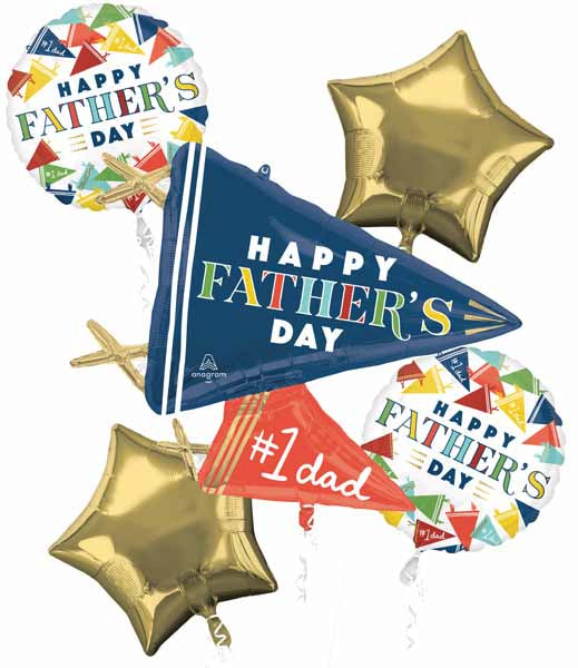 Happy Father's Day Varsity Pennants Foil Balloon Bouquet