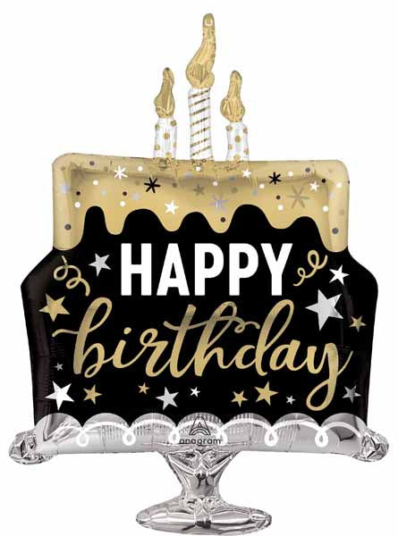Happy Birthday Surprise Cake 29-Inch Foil Balloon