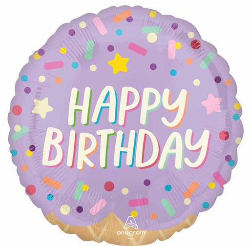 Ice Cream Party Happy Birthday 18" Round Foil Balloon