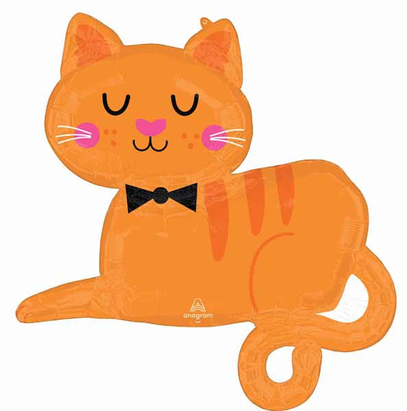 31-Inch Orange Tabby Cat Shaped Foil Balloon