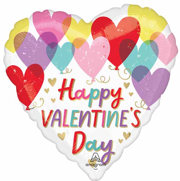 Happy Valentine's Day Heart on Hearts 18-Inch Foil Balloon