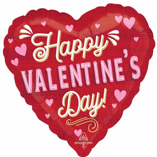 18-Inch Retro Valentine Heart Foil Balloon