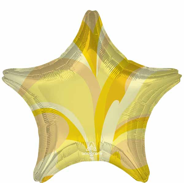 19 Inch Gold Macro Marble Star Foil Balloon