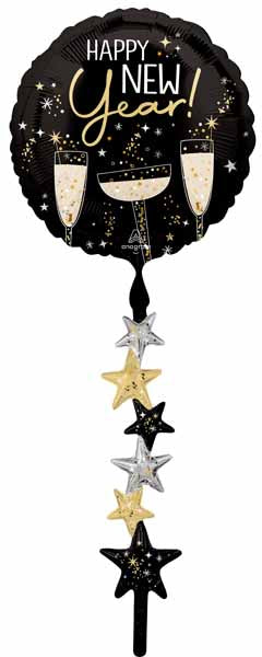 Bubbly New Year 67-Inch AirWalker Foil Balloon