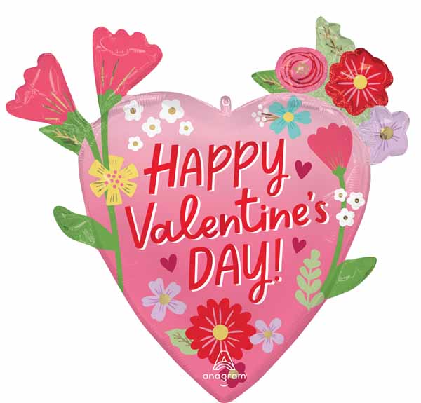 Sending Flowers Valentine's Day Shaped Foil Balloon, 28 Inch