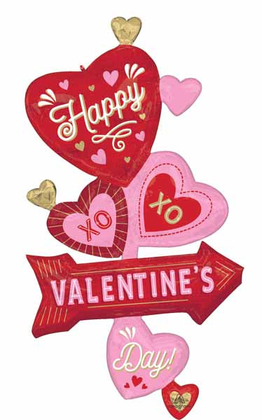 Happy Valentine's Day Retro Arrow 52-Inch Foil Balloon