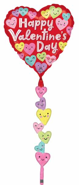 Happy Hearts Valentine's Day AirWalker Foil Balloon, 69 Inch