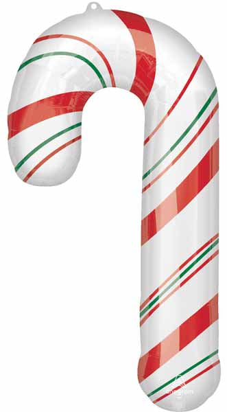 37-Inch Candy Cane Shaped Foil Balloon