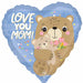 Love Mom Bear Hugs 18" Heart Foil Balloon