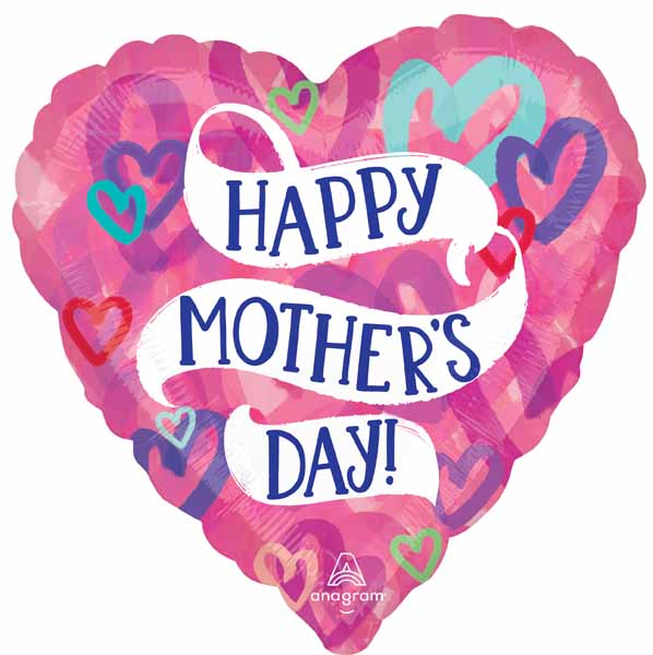 Happy Mother's Day Layered Hearts 18-Inch Foil Balloon