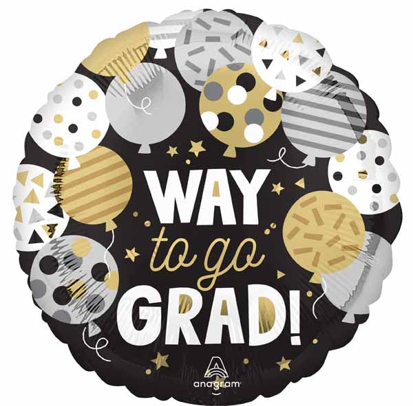 Way to Go Grad 18-Inch Round Foil Balloon