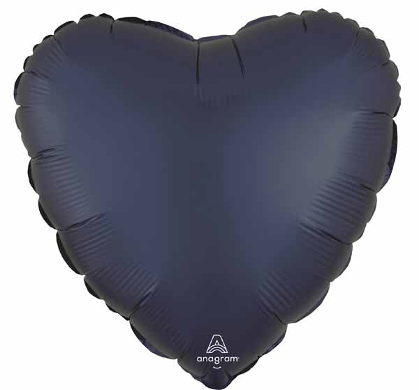 True Navy Satin Heart Foil Balloon, 18 Inch