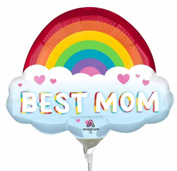 Best Mom Rainbow Mini Foil Balloon
