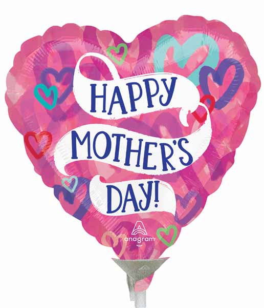Happy Mother's Day Layered Hearts 9-Inch Foil Balloon