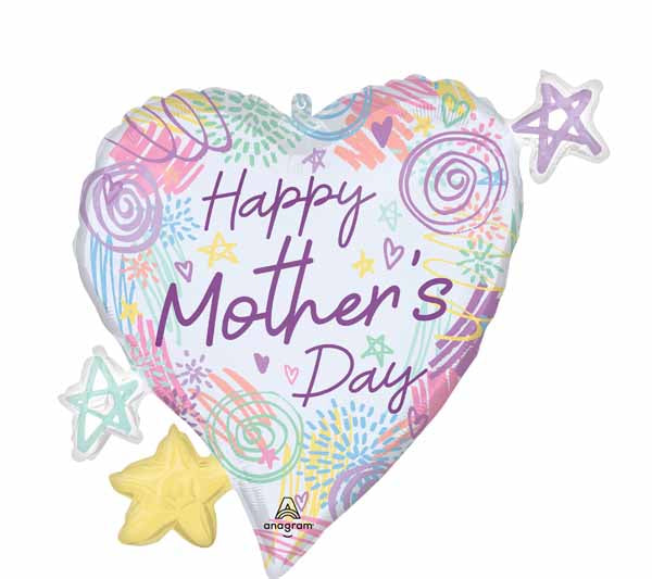Sweet Scribbles Happy Mother's Day 25-Inch Foil Balloon